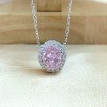 wholesale S925 sterling silver high-end ice-cut oval diamond pendant with a luxurious and romantic yellow-pink necklace, factory direct-0-1