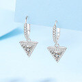 wholesale PT950 gold-plated 925 sterling silver earrings for women with cluster-set triangle moissanite ear clips, available for wholesale from manufacturers-0-0