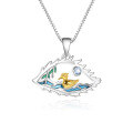 wholesale Designer-style high-end gemstone pendant "Lake in the Eyes" S925 silver enamel natural topaz necklace pendant-0-4