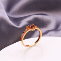 wholesale S925 Sterling Silver Rose Gold Fairy Tale Snow White Hollow Heart Red Garnet Ring for Women-0-3