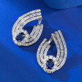 wholesale S925 Sterling Silver Fashion Banquet Style Luxury Set 6*8mm Blue Sapphire Earrings with a High-End Feel for Women-0-1
