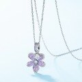 wholesale new fashionable S925 sterling silver orchid openwork enamel pendant necklace, elegant and fresh, wholesale-0-1