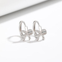 wholesale S925 Sterling Silver Minimalist Small Bow Knot Ear Clasp, Dainty and Fresh Style, Ins-Fashion Earrings-Bow Earrings 925 Silver
