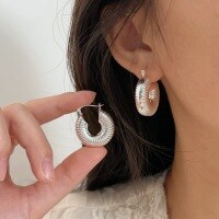 wholesale S925 Sterling Silver Korean Style Threaded Earrings for Women, Minimalist Design with Elaborate Workmanship, Ear Clasp Earrings, High-End Feel-Sterling silver