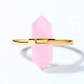 wholesale S925 silver gold-plated new diamond crystal column pink synthetic quartz ring for women, simple and fashionable-0-4