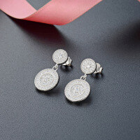 wholesale Metal Material European and American Style Jewelry Popular Accessories Fashion Earrings Exaggerated Round Zircon Earrings for Women Wholesale Cross-Border New Accessories-Round Earrings with Rubber Plug 925 Silver