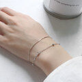 wholesale S925 Sterling Silver Korean-style Minimalist Interlaid Bead Snake Chain Double Layer Student Women's Bracelet-0-2