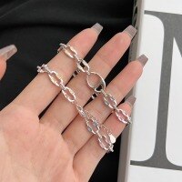 wholesale S925 Sterling Silver European and American Light Luxury Bracelet with High-End Colorful Zircon Manual Inlay and Fashionable Pig Nose Design-Platinum DY150206-SW-CS 925 Silver