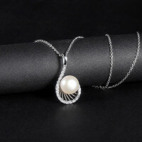 wholesale S925 Sterling Silver Natural Freshwater Pearl Necklace, Fashionable Luxury Ins Personality Elegance Collarbone Chain Pendant-Natural Black Freshwater Pearl Necklace>925 Silver