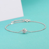 wholesale S925 Sterling Silver Minimalist and Stylish Luxury Moissanite Bracelet for Women, Unique Design Versatile Hand Jewelry Cross-Border Wholesale-50-point (zircon) bracelet