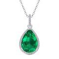 wholesale S925 Sterling Silver Plated K Gold European and American Cross-Border Water Drop Emerald Necklace for Women, High-End Design Sense Collarbone Chain Pendant-0-4