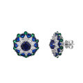 wholesale S925 sterling silver earrings with high-carbon diamond imitation blue sapphire zircon stud earrings for live cross-border wholesale-0-4