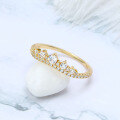 wholesale 925 Silver Japanese Light Luxury Jewelry, French Lace V-Crown Full Diamond Ring for Women, Simple Gold-Plated Wholesale Accessories-0-0