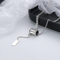 wholesale S925 silver tubular bead small waist-shaped letter fringe necklace, ins Ruili style niche collarbone chain-0-3