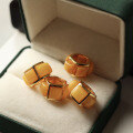 wholesale S925 silver inlaid natural Russian amber antique wax cube design style "Lulu Tong" pendant for wholesale-0-2