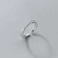 wholesale S925 Sterling Silver Simple Crossed Line Double Layer Geometric Beaded Open Ring J8402-0-1