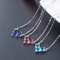 wholesale S925 Sterling Silver Plated Korean Style Fashion Women's Jewelry New Cross-Border Zircon Inlaid Personalized Love Heart Pendant Necklace Collarbone Chain-0-1