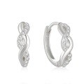 wholesale S925 Sterling Silver Geometric Studded Hoop Earrings, Minimalist Korean-style, Elegant, Unique, Niche, High-end Women's Earrings-0-12