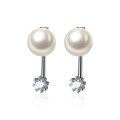 wholesale S925 Sterling Silver Rear Hook Earrings for Women, Sweet Shell Pearl Synthetic Pearl Earrings for Women, Single Diamond Jewelry G3061-0-4