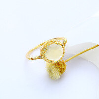 wholesale S925 silver gold-plated retro citrine ring, Japanese-inspired luxury jewelry, stylish and elegant, direct wholesale from the source factory-Light Luxury Citrine Ring>Size 11