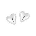 wholesale S925 Sterling Silver Bilateral Smooth Heart Ear Studs Women's Minimalist Style Ins High-end Simple Elegant Silver Earrings-0-5