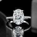 wholesale [925 Sterling Silver] 4ct White High Carbon Diamond Ring, Full Setting 9x13-0-1