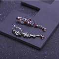 wholesale S925 Silver Italian Craft Designer Earrings with High-End Jewelry Feel, Inlaid with Natural Garnet Ear Drops-0-3