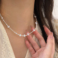 wholesale 925 Sterling Silver Swarovski Pearl Broken Silver Necklace Women's Korean New Ins Versatile Simple Elegant Collarbone Chain-0-2