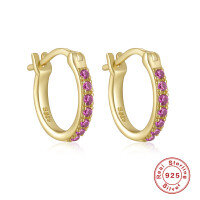 wholesale S925 Sterling Silver Single Row Diamond-Studded Ear Cuff Earring, an Amazon bestseller with an elegant, niche, and premium INS vibe-Gold-Green Diamond 925 Silver