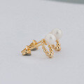 wholesale S925 Silver Plated 14K Gold French Minimalist Style Hollow Pearl Earrings-0-1