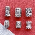wholesale 999 Silver Jewelry Components: Fu Character, Lotus, Twist Spacer Beads, Zhajilamu Barrel Beads for DIY Bracelet String Accessories-0-2
