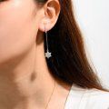wholesale S925 Sterling Silver Moissanite Long Tassel Drop Earrings, Simple and Elegant Korean-style Dangle Earrings, Versatile Threader Earrings-0-3