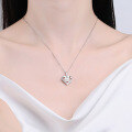 wholesale S925 Sterling Silver Freshwater Pearl Necklace for Women with Micro-Inlaid Moissanite Heart-Shaped Pendant-0-3
