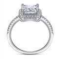 wholesale 925 Sterling Silver Cross-Border Rings Popular in Europe and America for Women's Large Square White Prong-Set Full Diamond Engagement Ring-0-2