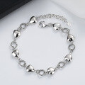 wholesale S925 Sterling Silver Interlocking Heart Bracelet, Sweet and Stylish Internet Celebrity All-Match Women's Accessory-0-0