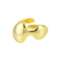 wholesale S925 pure silver matte geometric minimalist irregular open ring for women, Korean version small and unique ins style-18K Gold [No. 15/Adjustable] Opening adjustable