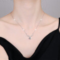 Sterling Silver Moissanite 1ct Pendant Necklace with Antler Design-0-2