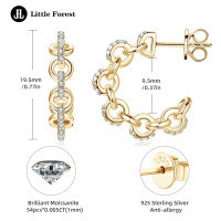 Sterling Silver C-Shaped Chain Semi-Hoop Moissanite Earrings-C-shaped moissanite chain earrings [K gold]  925 silver