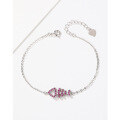 wholesale S925 pure silver fishbone bracelet for women, Korean-style with inlaid diamonds, ins, exquisite and high-end hand accessory, perfect gift for girlfriend or best friend-0-3