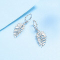 wholesale S925 Sterling Silver Moissanite Diamond-Studded Leaf Earrings for Women, European and American Fashion Jewelry, Gift for Girlfriend-0-2