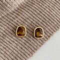 wholesale S925 sterling silver with synthetic tiger's eye earrings, vintage, brightening, high-end, lightweight luxury, versatile for daily wear-0-3