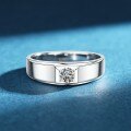 Sterling Silver Men's Moissanite Ring, Minimalist and Luxurious-0-0