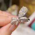 wholesale 925 Sterling Silver 7*13 Bow High-Carbon Diamond Ring Ins Foreign Trade Style Jewelry for Dropshipping-0-2