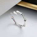 wholesale S925 Sterling Silver Bamboo Knot Open Ring, Minimalist and Versatile for Street Style and Nature-Inspired Fashion, Adjustable for Index Finger-0-0