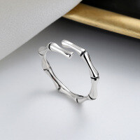 wholesale S925 Sterling Silver Bamboo Knot Open Ring, Minimalist and Versatile for Street Style and Nature-Inspired Fashion, Adjustable for Index Finger-457J/approx. 2.6g Adjustable opening