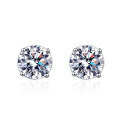 wholesale PT950 gold plated 925 sterling silver four-prong moissanite stud earrings with screw backs,-0-4