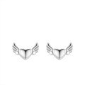 wholesale 925 Pure Silver Dainty Sweet Heart Wings Small Stud Earrings For Women, Simple And Stylish Versatile Ins Fresh And Elegant Earrings-0-0