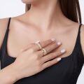 925 Sterling Silver Moissanite Three-Stack Ring, Women's Gold Tone, Popular Cross-Border Euro-American New Style, Factory Stock, Closed Band-0-2
