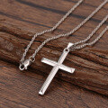 wholesale S925 Sterling Silver White Gold Plain Cross Fashion Leather Cord Jewelry Hip Hop Accessories-0-3