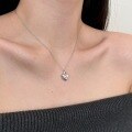 wholesale S925 Sterling Silver Korean and Japanese Light Luxury Women's Necklace with Exquisite Pink Diamond Heart, Wrinkle Texture Design, and High-End Sense Collarbone Chain-0-2